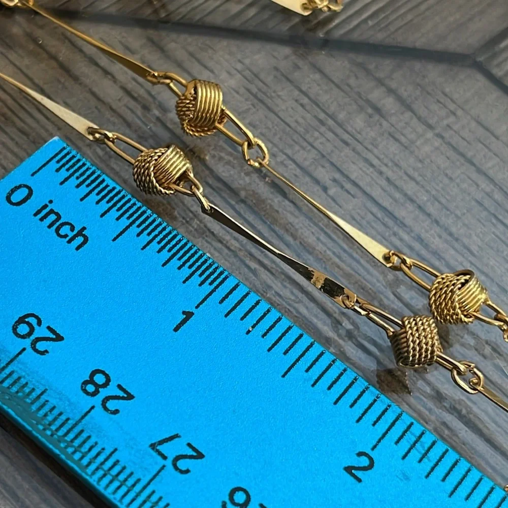Vintage Gold-Tone Long Love Knots Link Necklace Chain